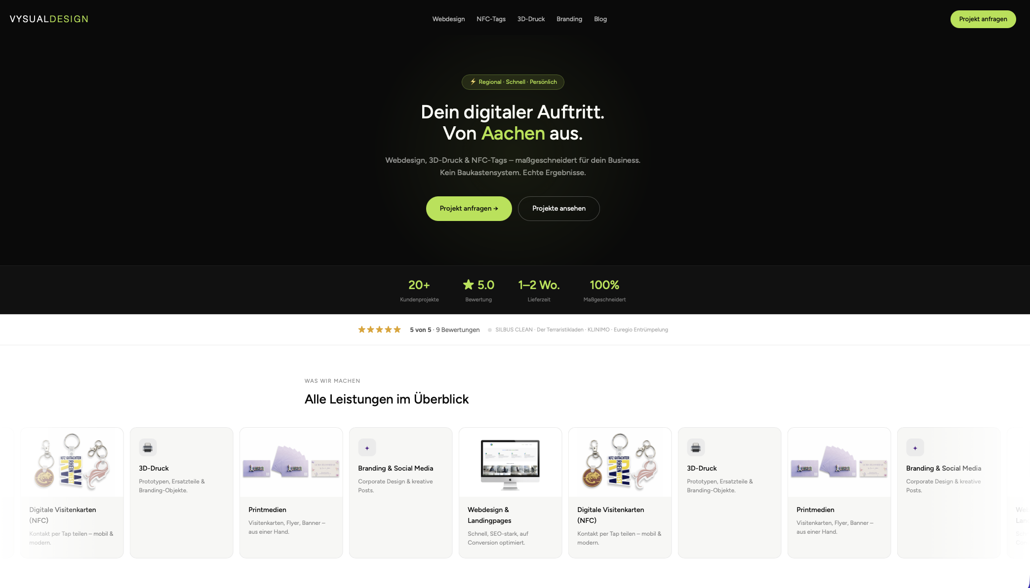Vysualdesign Website als visuelle Stilreferenz